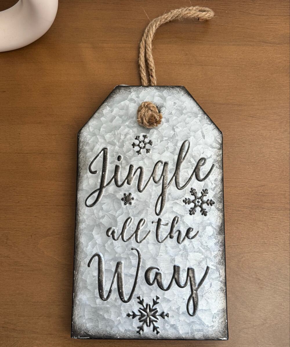 Distressed "Jingle All The Way" Vintage Inspired Metal Christmas Wall Decor